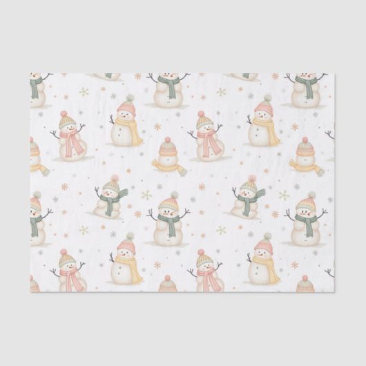 かわいい雪だるまクリスマスパターン 薄葉紙 (正面)