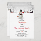 かわいい雪だるまクリスマスパーティの招待状 招待状 (正面/裏面)