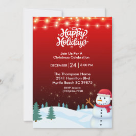 かわいい雪だるまクリスマスパーティの招待状 招待状