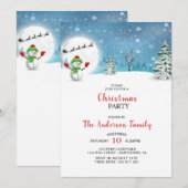 かわいい雪だるまクリスマスパーティの招待状 招待状 (正面/裏面)
