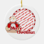 かわいい雪だるまクリスマスフォトフレーム セラミックオーナメント (裏面)