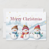 かわいい雪だるまクリスマスフラットホリデーカード シーズンカード (正面)