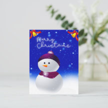 かわいい雪だるまクリスマスホリデーハガキ