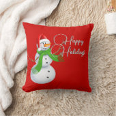 かわいい雪だるまクリスマスレッド クッション (ブランケット)