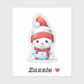 かわいい雪だるまクリスマス帽をかぶった シール (シート)