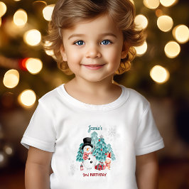かわいい雪だるまクリスマス誕生日名 トドラーTシャツ