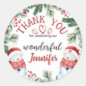 かわいい雪だるまクリスマス2nd誕生日ありがとう ラウンドシール (正面)