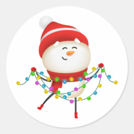 かわいい雪だるまクリスマス、サンタ・ギフト ラウンドシール