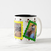 かわいい雪だるまグラフィック3写真クリスマスプレゼント ツートーンマグカップ (正面右)