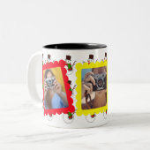かわいい雪だるまグラフィック3写真クリスマスプレゼント ツートーンマグカップ (正面左)
