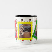 かわいい雪だるまグラフィック3写真クリスマスプレゼント ツートーンマグカップ (中央)