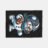 かわいい雪だるまサッカープレーヤーサッカークリスマスキー フリースブランケット (正面(横))