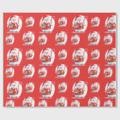 かわいい雪だるまサンタクリスマスズスイートキャンディーケインパターン ラッピングペーパー (フラット)