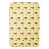 かわいい雪だるまサンタクリスマスツリーシームレスパターン バスマット (正面縦)