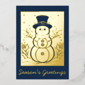かわいい雪だるまシーズンのご挨拶 箔シーズンカード (正面)