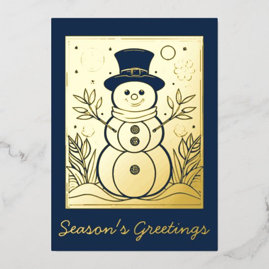 かわいい雪だるまシーズンのご挨拶 箔シーズンカード (正面)