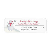 かわいい雪だるまシーズンズグリーティングファミリー ラベル (正面)