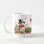 かわいい雪だるまスター名前をカスタムするクリスマスマグ コーヒーマグカップ (左)