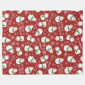 かわいい雪だるまスノーフレークお洒落クリスマスコージー フリースブランケット (正面(横))