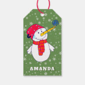 かわいい雪だるまスノーフレークとキッズクリスマス ギフトタグ (裏面)