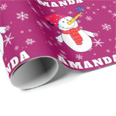 かわいい雪だるまスノーフレークとキッズクリスマス ラッピングペーパー (ロールコーナー)
