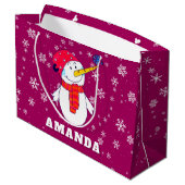 かわいい雪だるまスノーフレークとキッズクリスマス ラージペーパーバッグ (裏面アングル)