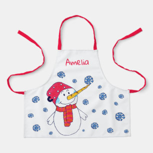 かわいい雪だるまスノーフレークスケッチクリスマス エプロン