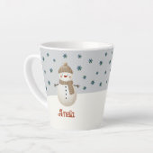 かわいい雪だるまスノーフレークスケッチ名クリスマス カフェラテマグ (左アングル)