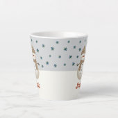 かわいい雪だるまスノーフレークスケッチ名クリスマス カフェラテマグ (正面)