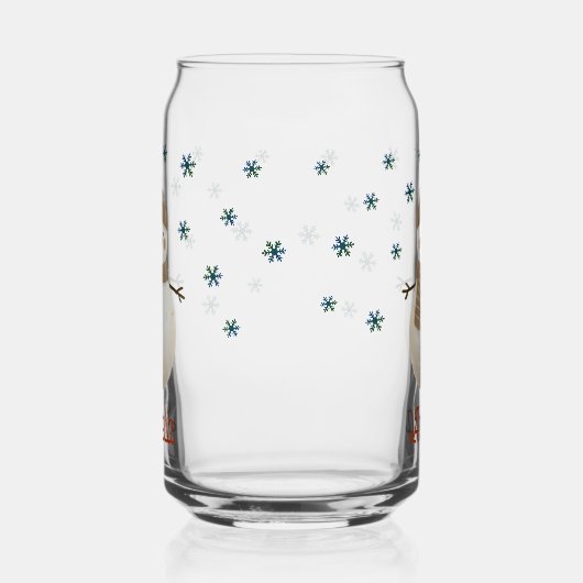 かわいい雪だるまスノーフレークスケッチ名クリスマス ガラス缶 (右)