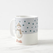 かわいい雪だるまスノーフレークスケッチ名クリスマス コーヒーマグカップ (正面左)