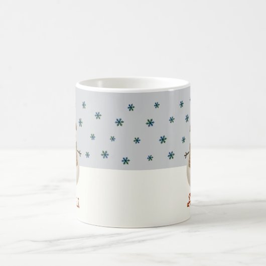 かわいい雪だるまスノーフレークスケッチ名クリスマス コーヒーマグカップ (中央)