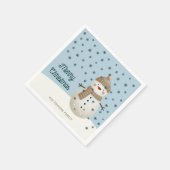かわいい雪だるまスノーフレークスケッチ名クリスマス スタンダードカクテルナプキン (角)