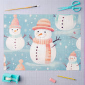 かわいい雪だるまスノーフレーク氷ブルークリスマス 薄葉紙 (クラフト)