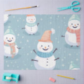 かわいい雪だるまスノーフレーク氷ブルークリスマス 薄葉紙 (クラフト)