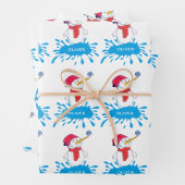 かわいい雪だるまスノーフレーク・キッズネーム休日 ラッピングペーパーシート (インサイチュ)