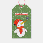 かわいい雪だるまスノーフレークkidの名前クリスマス ギフトタグ (裏面)
