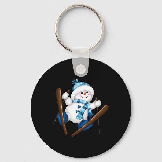 かわいい雪だるまスノーボーディングスノーボーダークリスマスギ キーホルダー (正面)