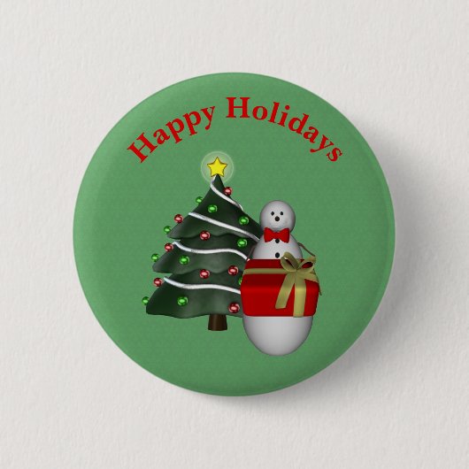 かわいい雪だるまツリーギフトクリスマス休日 缶バッジ (正面)