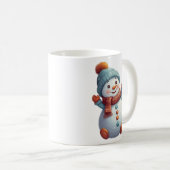 かわいい雪だるまティール（緑がかった色）オレンジウィンターコーヒーマグ コーヒーマグカップ (正面右)