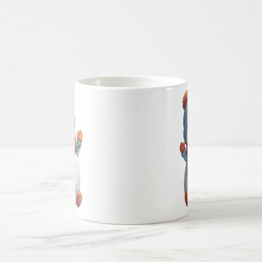 かわいい雪だるまティール（緑がかった色）オレンジウィンターコーヒーマグ コーヒーマグカップ (中央)