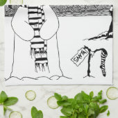 かわいい雪だるまデザイン白黒クリスマス キッチンタオル (折り畳み)