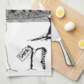 かわいい雪だるまデザイン白黒クリスマス キッチンタオル (四つ折り)