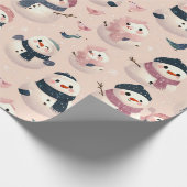 かわいい雪だるまデザイン ラッピングペーパー (角)