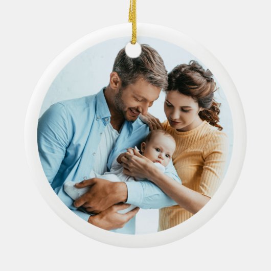 かわいい雪だるまトナカイ初めてのクリスマスセラミック セラミックオーナメント (裏面)