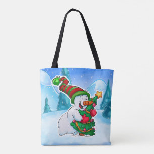 かわいい雪だるまトートバッグ トートバッグ