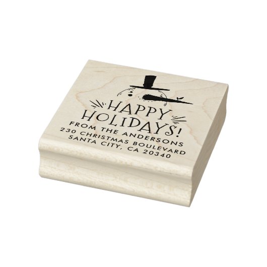 かわいい雪だるまハッピーホリデーズネーム&差出人住所 ラバースタンプ (スタンプ)