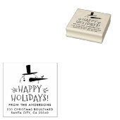 かわいい雪だるまハッピーホリデーズネーム&差出人住所 ラバースタンプ (押印)