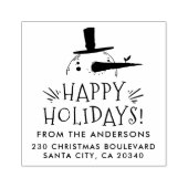 かわいい雪だるまハッピーホリデーズネーム&差出人住所 ラバースタンプ (インプリント)