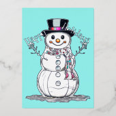 かわいい雪だるまハッピーホリデーズフォイルアクセント 箔シーズンカード (正面)